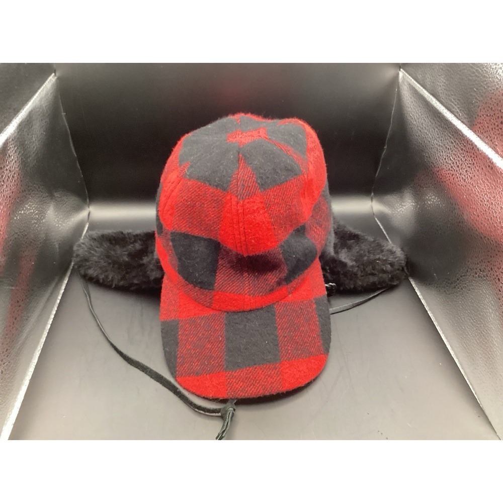 VTG Dorfman Pacific Co‎ Red & Black Hunting Cap Hat Ear Flaps Size Large